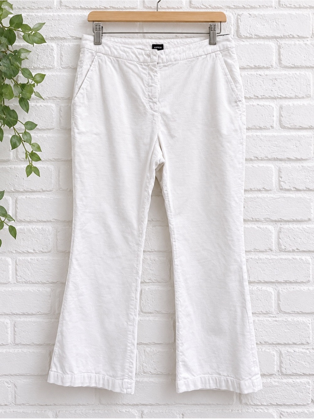 ASPESI Women’s Corduroy Ivory Pants Size EU44 SHORT Italian Designer